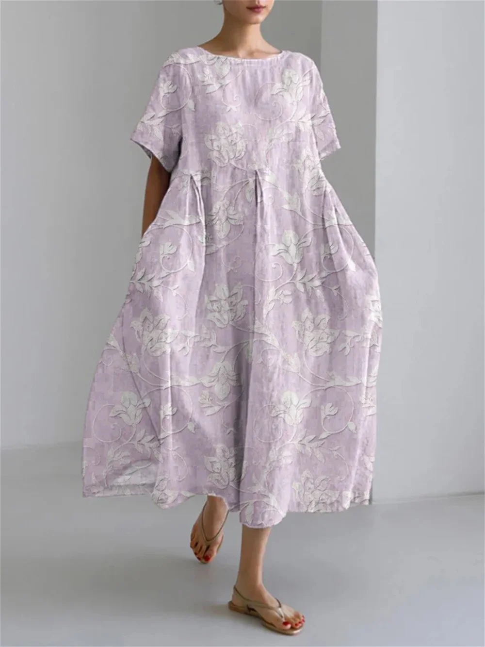 

Fashion floral 3d printed Short Sleeve Long dress Summer new casual everyday dress women plus size loose pocket dress