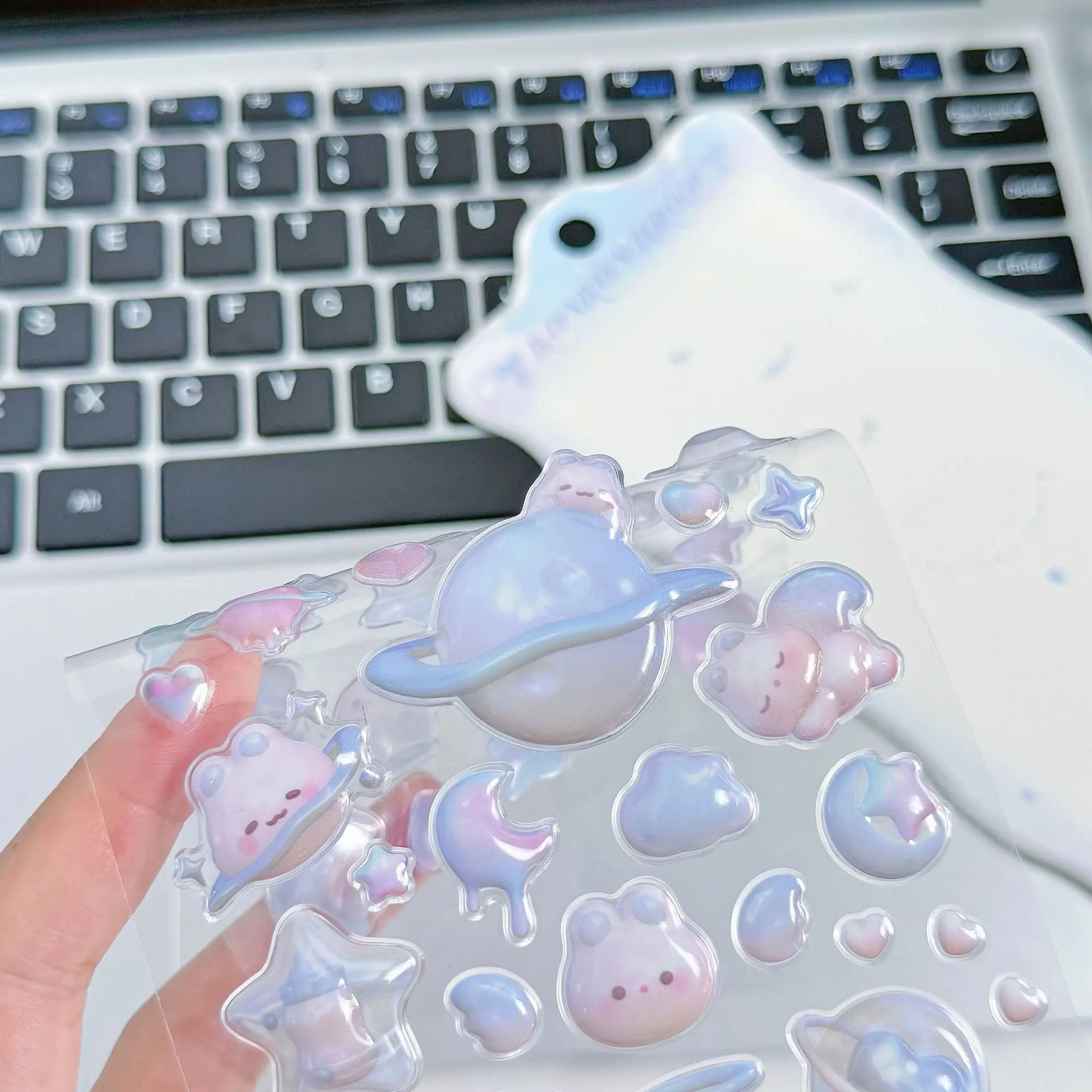 4pcs Kawaii 3D Puffy Gem Stickers Crystal Rhinestone Decals for Girls DIY Crafts Decor