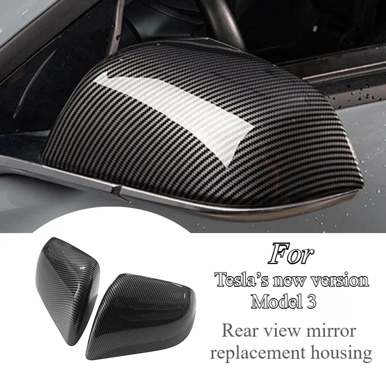 

For Tesla New Model 3 Replacement Rearview Mirror cover Housing Caps Look style Carbon Fiber Mirror Cover Car Accessories