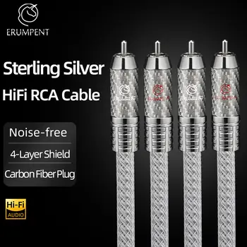 一對純銀RCA音頻線,HiFi音頻互連線,全新純銀芯線,帶鎖定式碳纖維RCA插頭 10 最佳銷售 純銀線纜 - №3