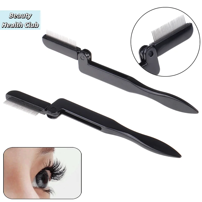 【Foldable Eyelash Comb Metal Eyebrow Brush Tool Mascara Separator Lash Curl Black】