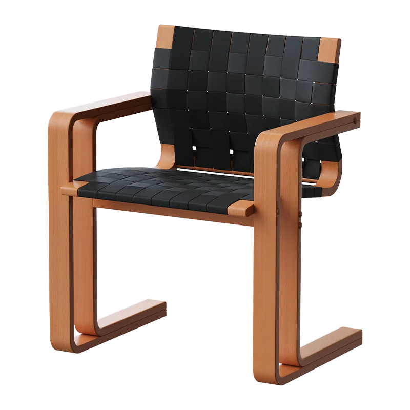 

French Style Restaurant Armchair Solid Wood Frame Nordic Weave Rope Dining Chair for Dining Room