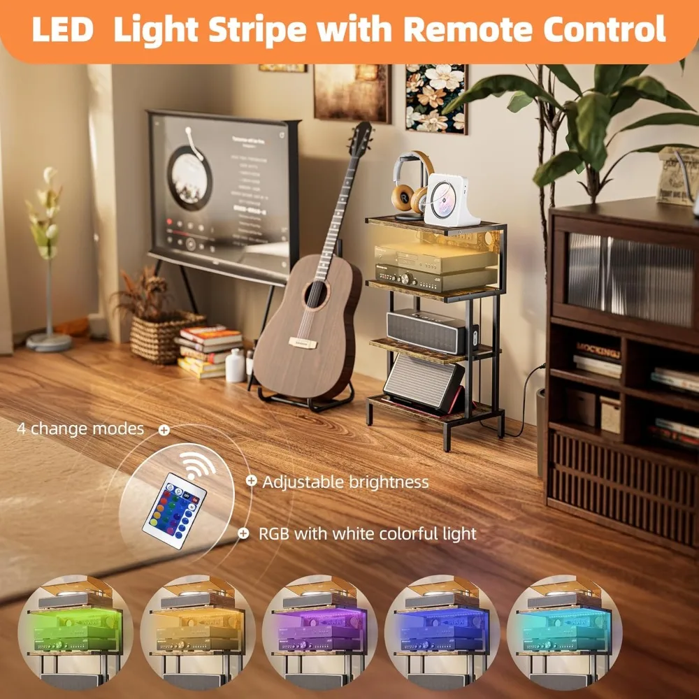 حامل وسائط من 4 طبقات مع ضوء LED ومخرج لوحدات تحكم الألعاب: متوافق مع PS4 وPS5 وXbox #5