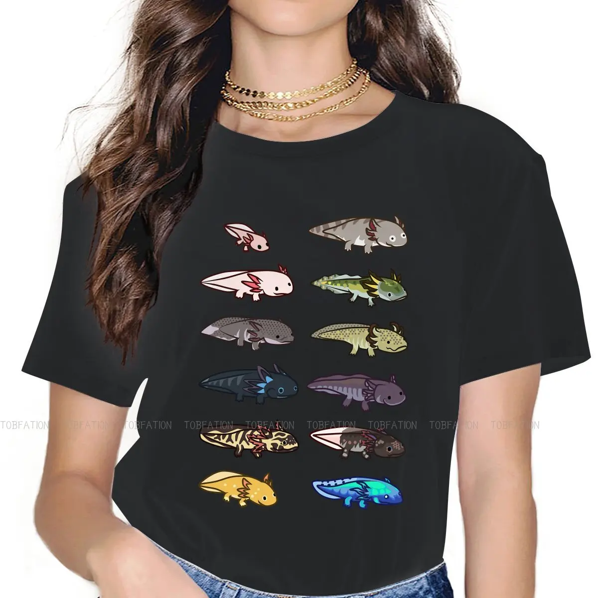 Morphs Colors TShirt For Women Axolotl Lover Tops Fashion Lady T Shirt 5XL Soft Printed Oversized