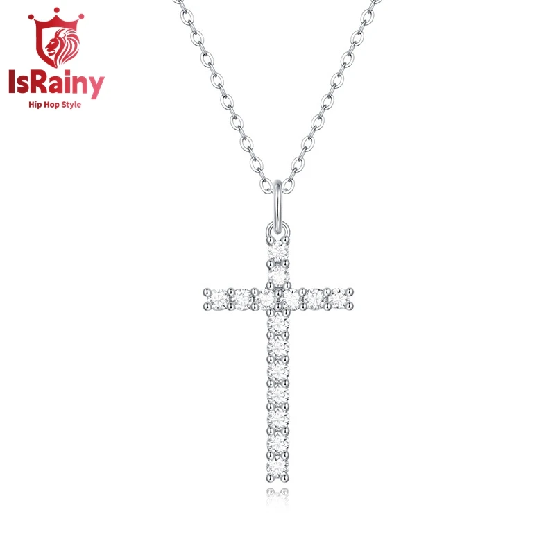 IsRainy Hip Hop Rock 100% 925 Sterling Silver Sparkling GRA Moissanite Diamond Pendant Necklaces Fine Jewelry for Women Men Gift