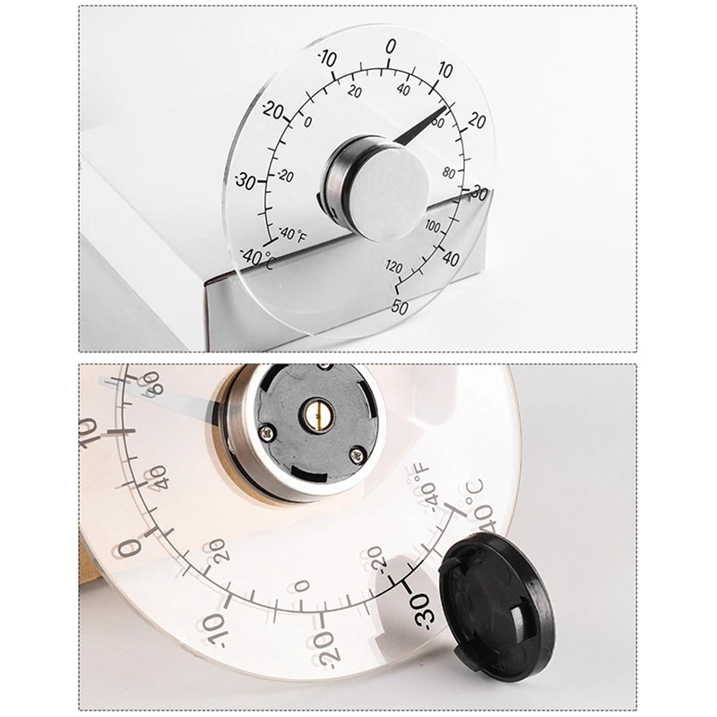 1 조각 야외 벽걸이 형 온도계 방수 온도계 배터리가없는 11Cm 가정용 자체 접착 투명