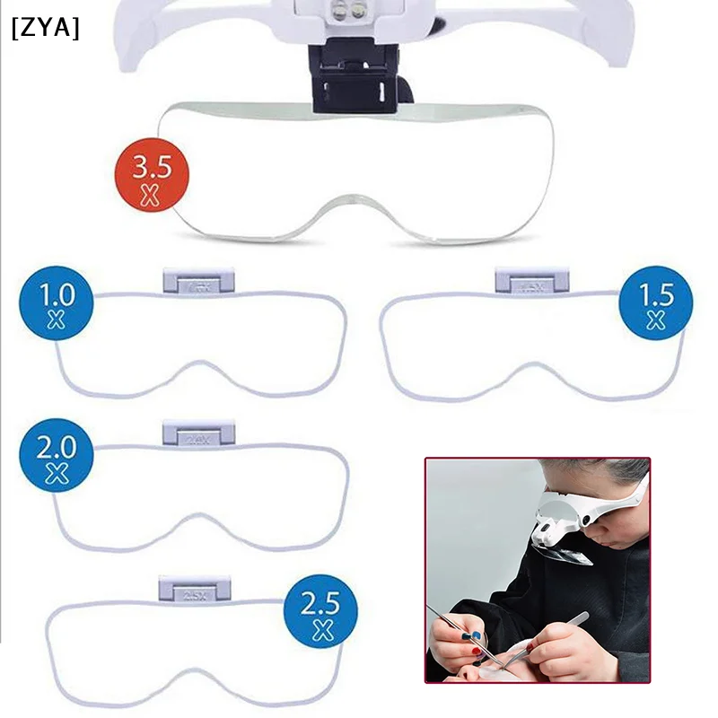 5 Lens Adjustable Magnifier Eyelash Extension Magnifying Glasses LED Light Lamp Grafting Repair Tattoo Individual Lashes[ZYA]