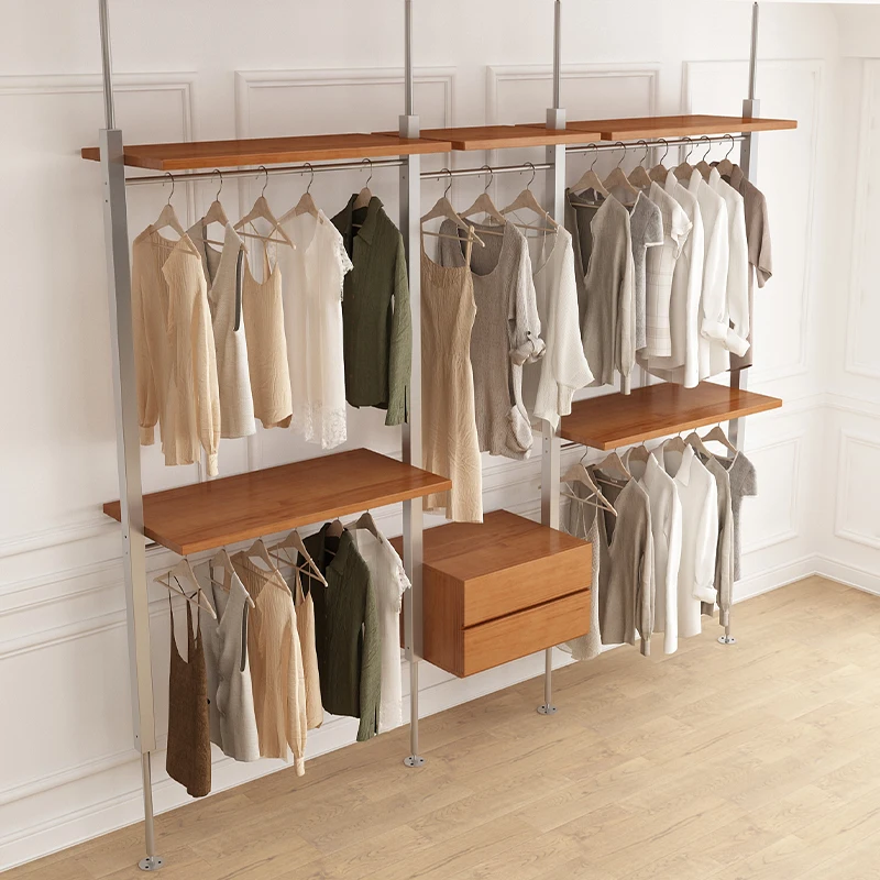 

Medieval style metal wardrobe open bedroom floor-to-ceiling wrought iron clothes rack walk-in cloakroom