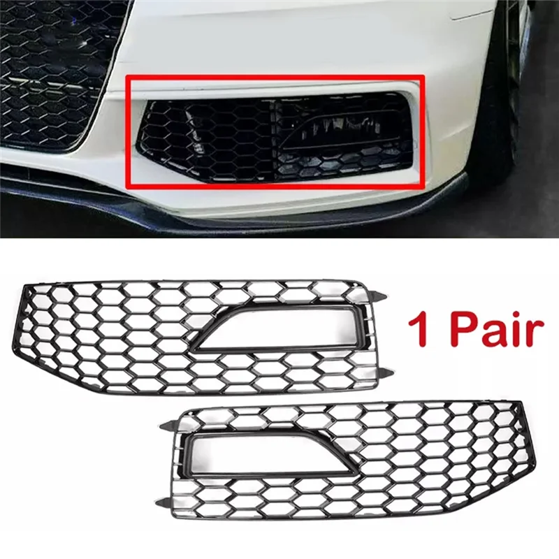 1Pair Car Front Grille Grill Lower Bumper Fog Light Cover Trim for Audi A4 S-Line S4 2013 2014 2015 8K0807681L