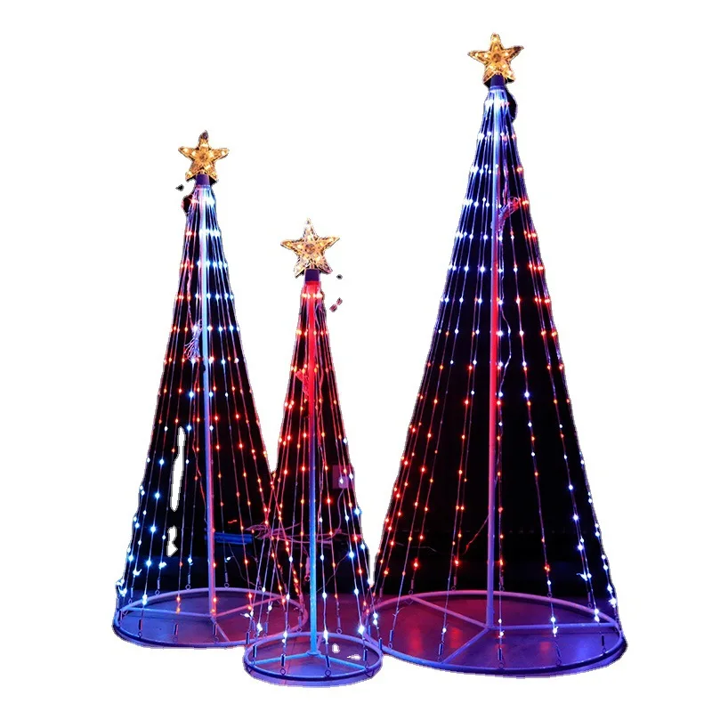 1.5/1.8/2.1M Smart App Control Christmas Cone Tree Lights With Topper Star RGB Bluetooth App Artificial Lighted Chritmas Tree