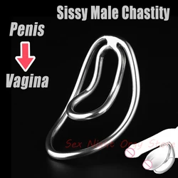 Panty Chastity Lock By Fufu Clip For Sissy Male Mimic Female Pussy Chastity Device Trainingclip Cockcage BDSM Penis Clip Sex Toy