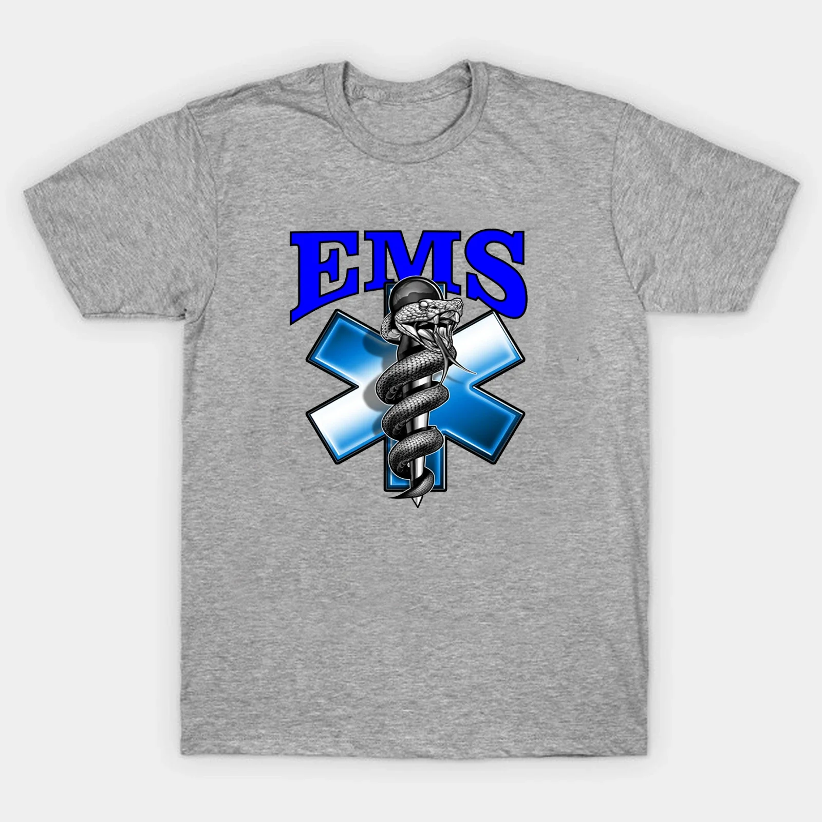 Star of Life & Caduceus Serpent Symbol EMS Medical Paramedic T-Shirt New 100% Cotton O-Neck Short Sleeve Casual Mens T-shirt