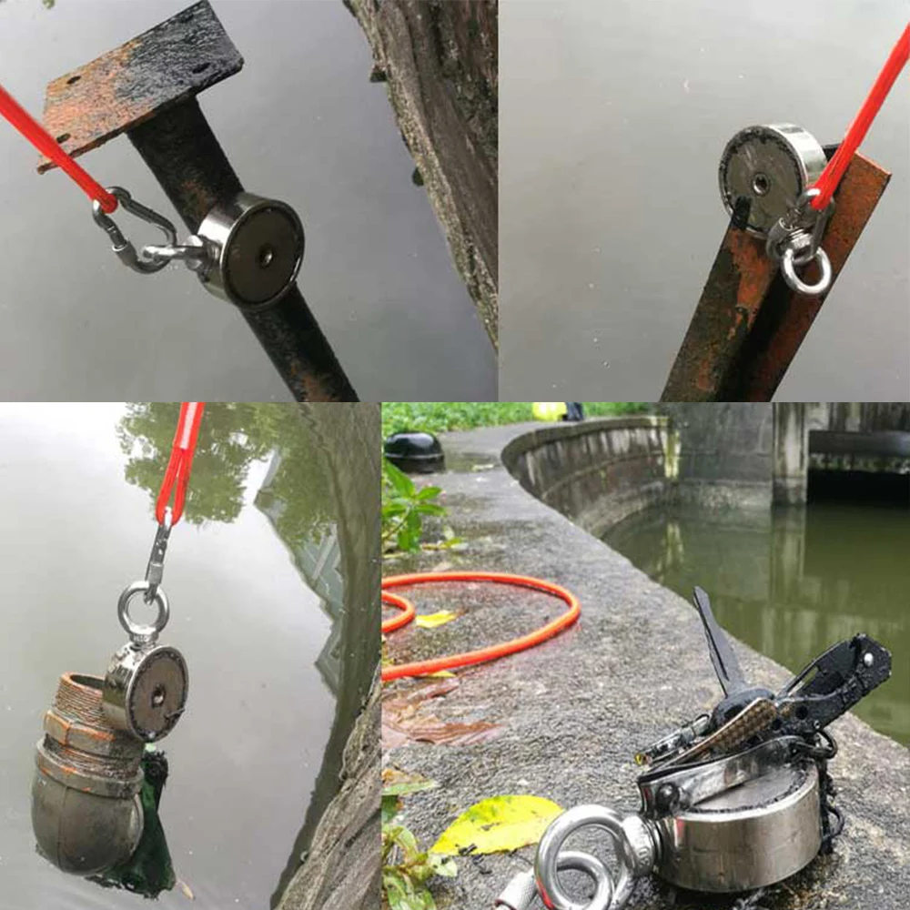 160KG*2 Strong Neodymium Magnet Double Side Search Magnetic Super Power Salvage Fishing Magnet with Searching Rope