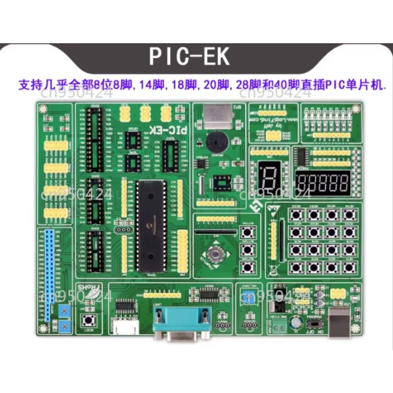 

PIC Microcontroller Learning Development Board PIC-EK with PIC16F887 Microcontroller with Routines supports 8/14/18/20/28/40 pin