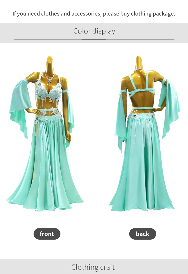 Orientalisches Tanzoutfit, langer Rock, Damen-Tanzkleidung, Bauchtanzkostüm, Bauchtanz-Unterrichtskleidung, Anzug 2026, Bühnenkostüm für Mädchen, Abendkostüm – Detail 5