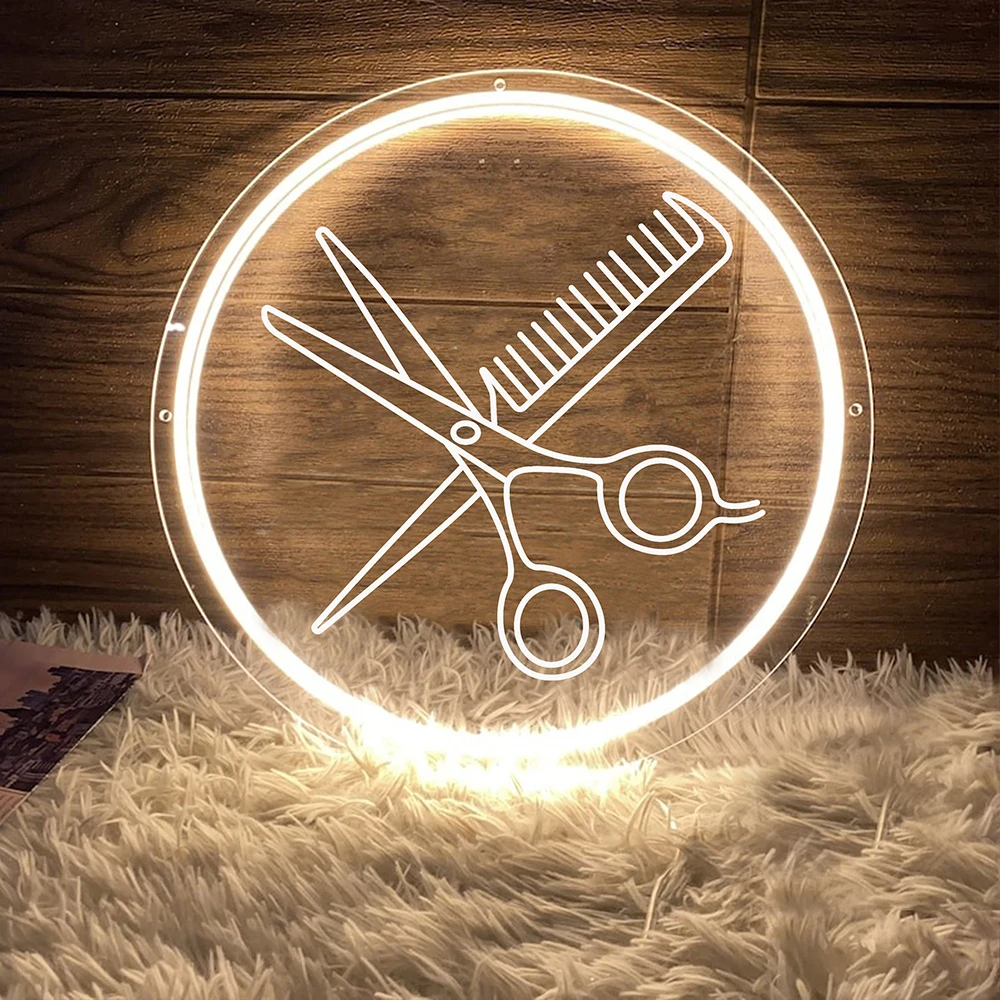 Hair Salon LED Neon Sign Hair Dresser Beauty Salon Neon Barber Shop Custom Neon Light Personalized Hair Stylist Name Signs