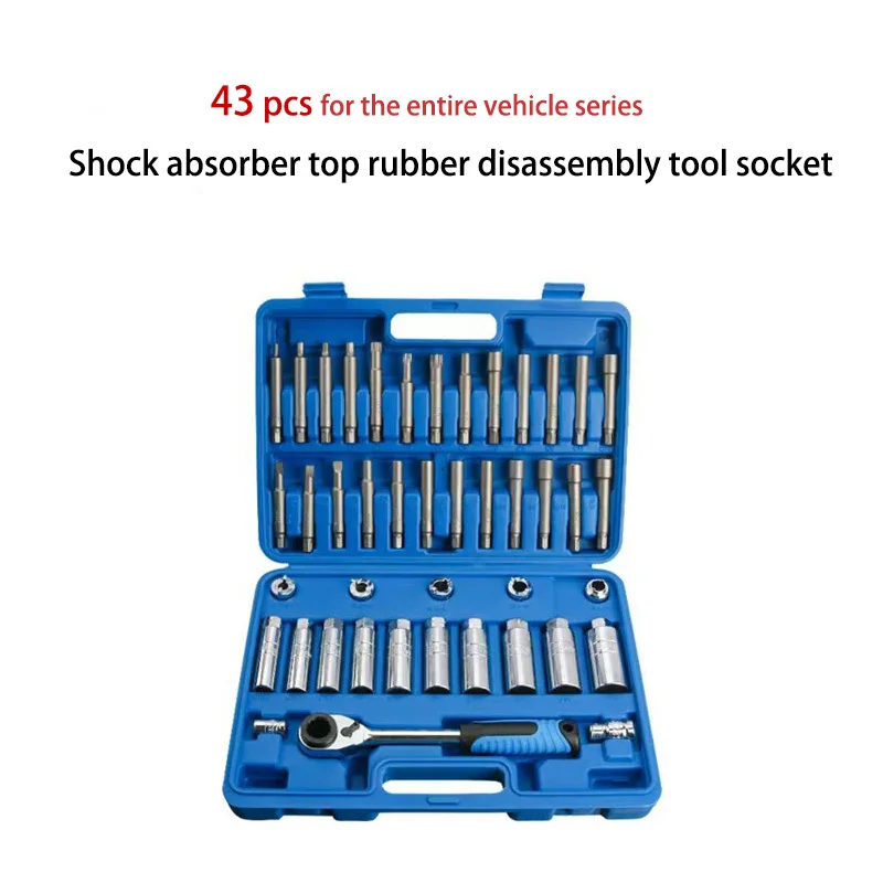 43pcs Shock Absorber Upper Seat Screw Top Glue Remover Shock Absorber Hub Suspension Shock Absorber Nut Removal Tool Socket Kit