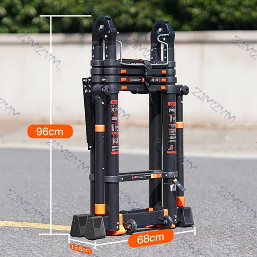 2.1*2.1m Multifunctional Folding Ladder Thickened Aluminum Alloy Ladder Engineering Lifting Herringbone Ladder Telescopic Ladder