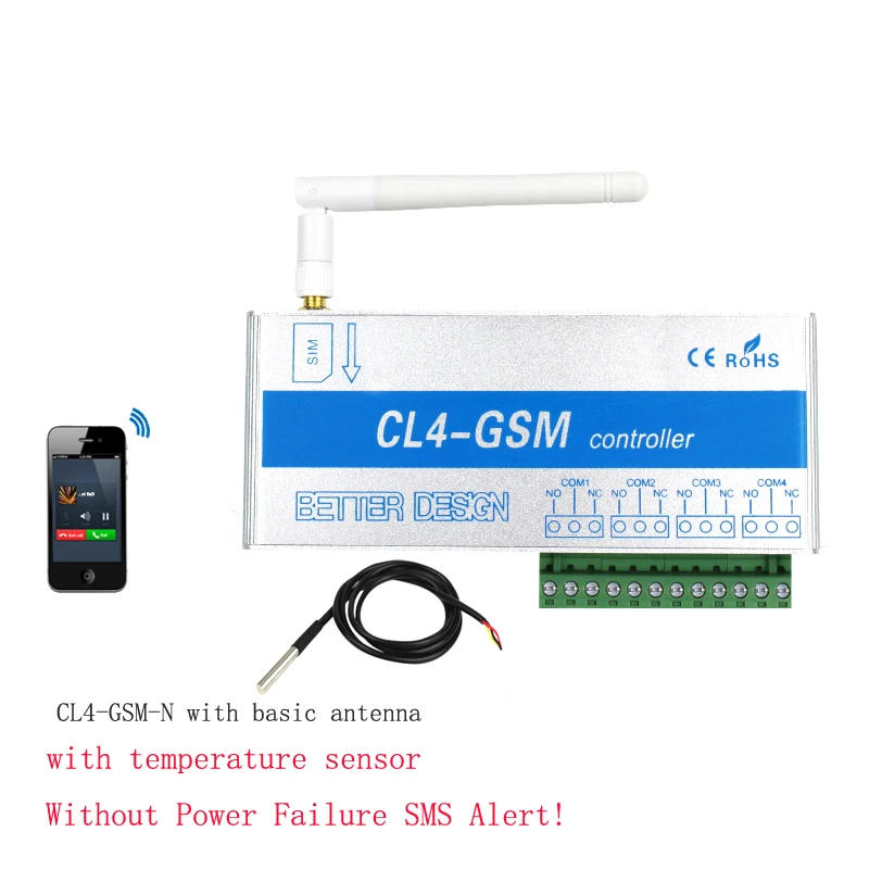 Imagem -06 - Falha de Energia Alarme 4ch 2g Gsm Porta Portão Abridor Controle Remoto Interruptor Controlador para Porta Portão Bloqueio Eletrodomésticos Servidor