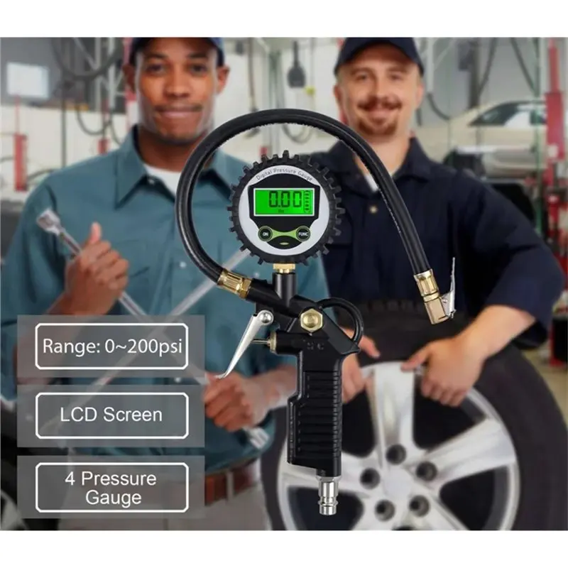 Автомобильный тестер с подсветкой GTBL и цифровым ЖК-дисплеем 200 фунтов на квадратный дюйм, манометр для накачивания шин