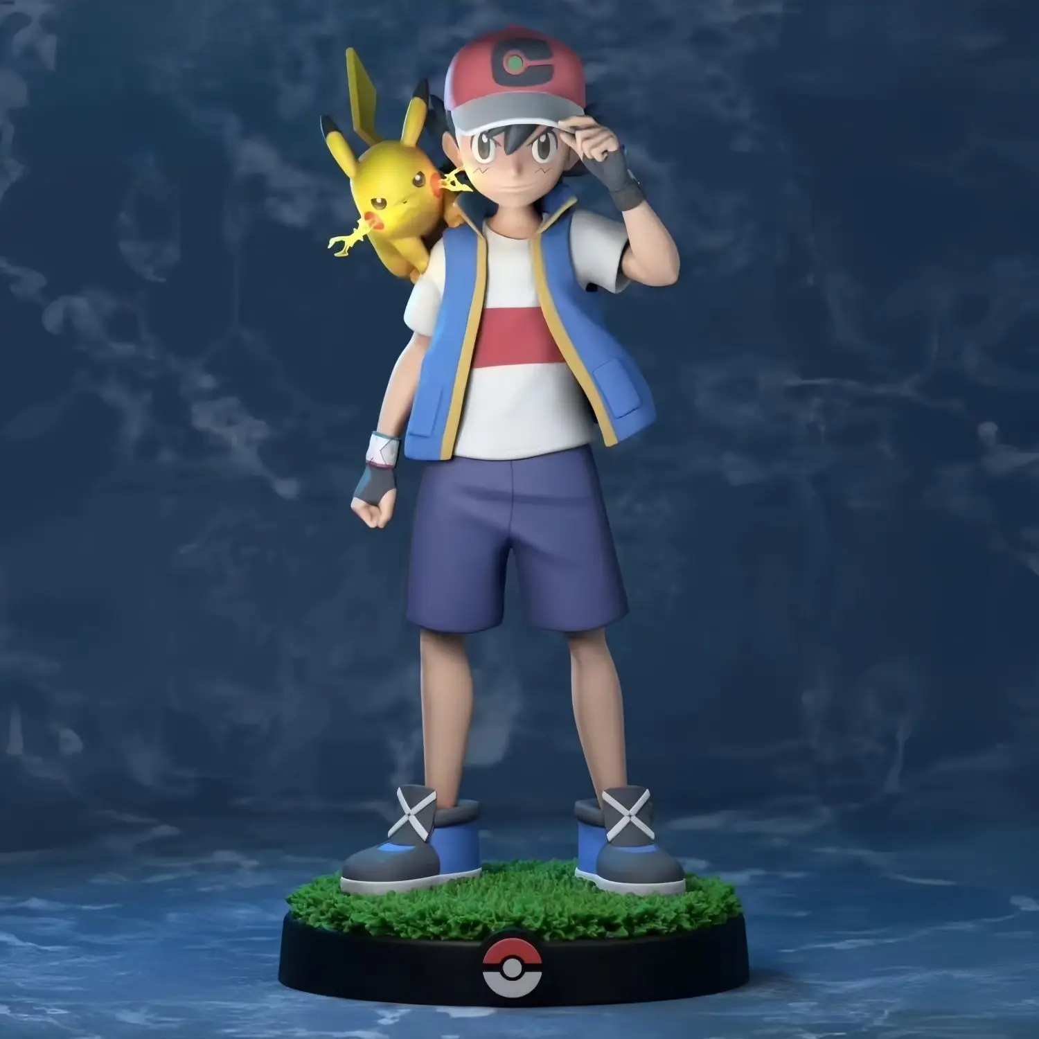 

Pokemon Ash Ketchum Pikachu GK Figurine Statue Model Anime Collectible Trendy Gift Boy Birthday Present Ornament