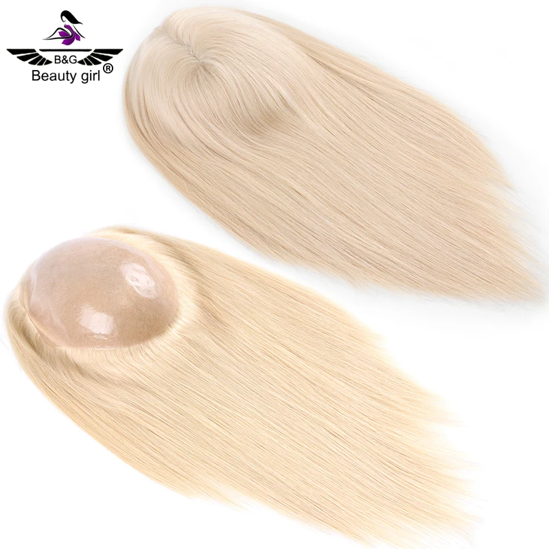 

Large Base Blonde Remy Virgin Hair Top Toupee For Hair Loss 7X9 Size Silicone Womens Full Skin Pu Human Hair Topper