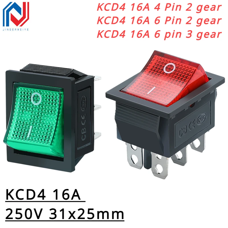 

Кнопки питания KCD4 4/6 контактов с подсветкой