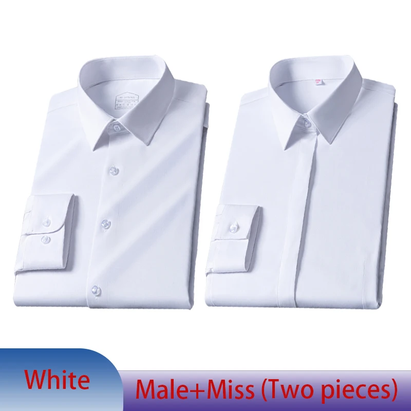 Large size men's and women's same business wear OL commuting anti-wrinkle no-iron modal seamless long-sleeved work white shirt