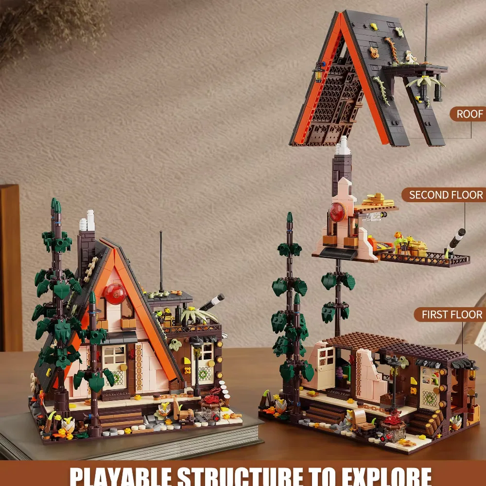 IDEAS creative 1800PCS Triangolo Casa di legno Building Blocks Giocattoli Modello Log cabina assemblare mattoni giocattolo per il regalo del desktop del capretto