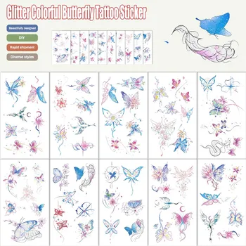 10 stks/set Glitter Vlinder Tattoo Sticker Verjaardagsfeestje Supplies Stickers Decoraties Beste Cadeaus voor Jongens en Meisjes