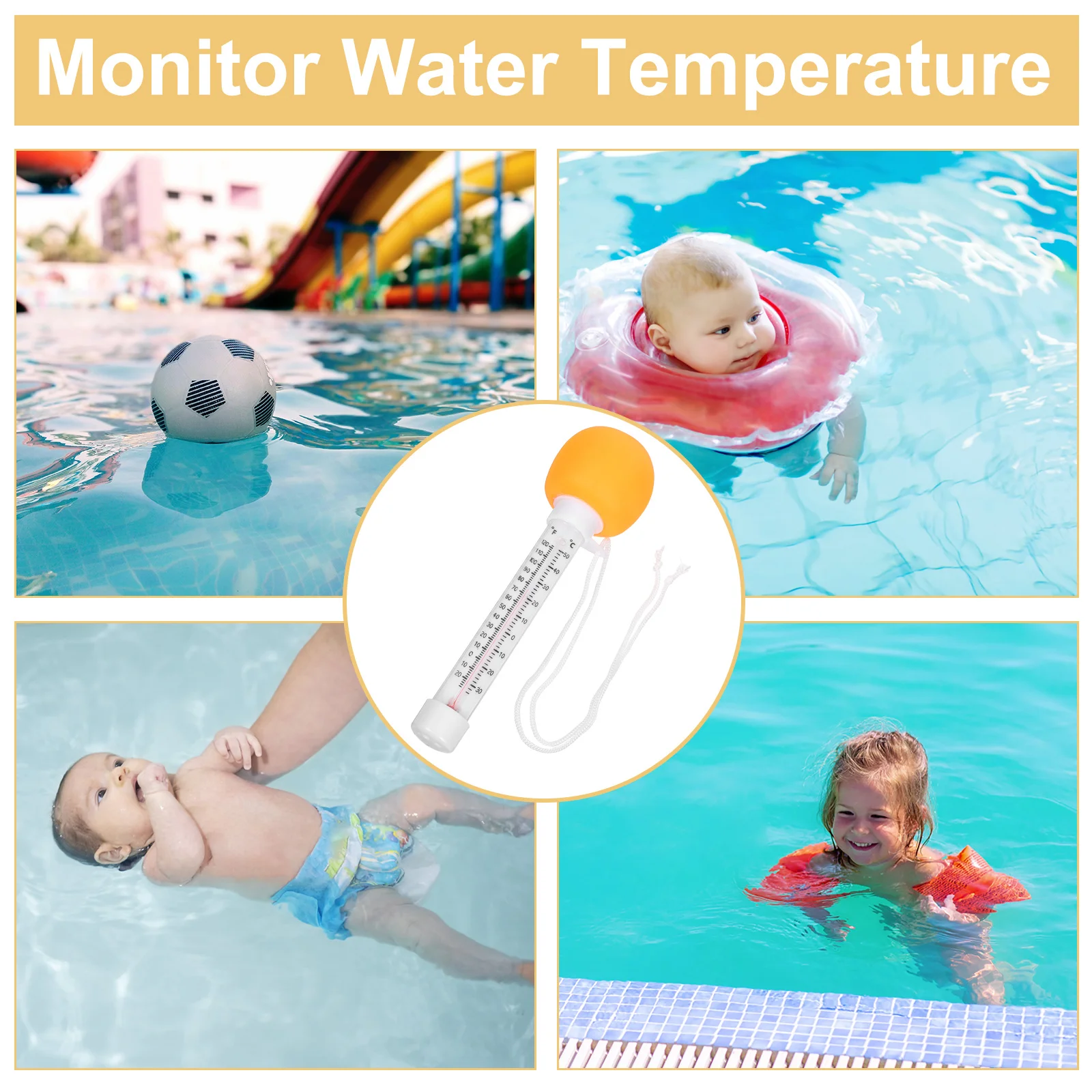 Waterproof Floating Thermometer for Pool Spa and Bathtub Temperature Monitoring Ideal for Newborns Kids Safe Comfortable