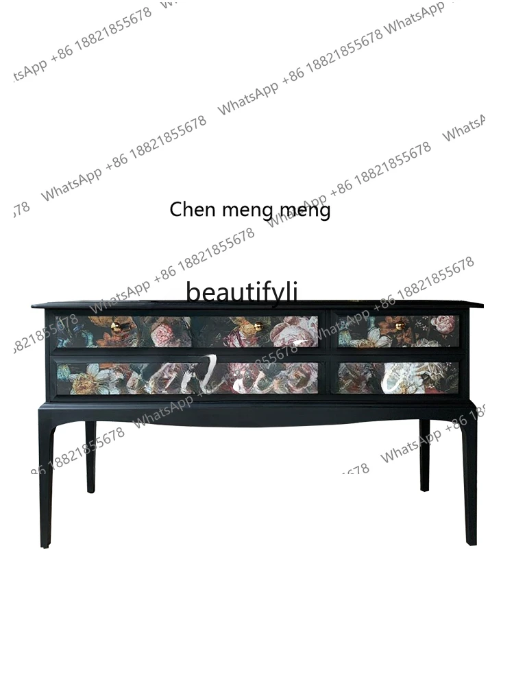 

Hand-Painted Locker Personalized Painted Chest of Drawers New Classical Hallway Retro Cabinet