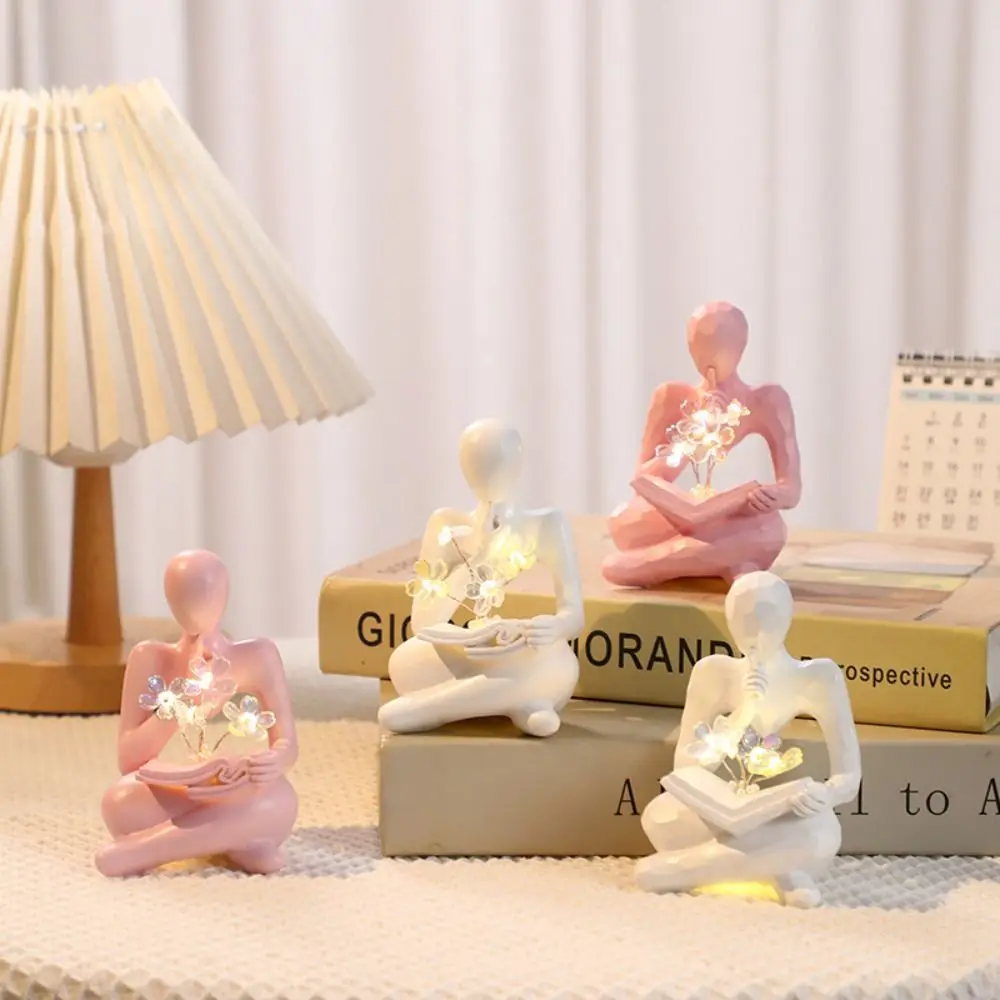 รูปเรซิ่น TULIP กราฟิกโคมไฟกลางคืนศิลปะสร้างสรรค์ตกแต่งบ้าน Figurines โมเดิร์นบทคัดย่อบรรยากาศวันเกิด