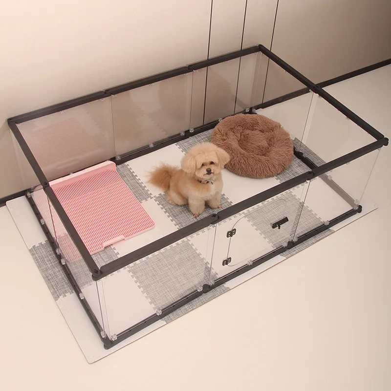 

High Quality Transparent Thick Detachable Panel Kennel Cage Fence Indoor Pets Dog Enclosure