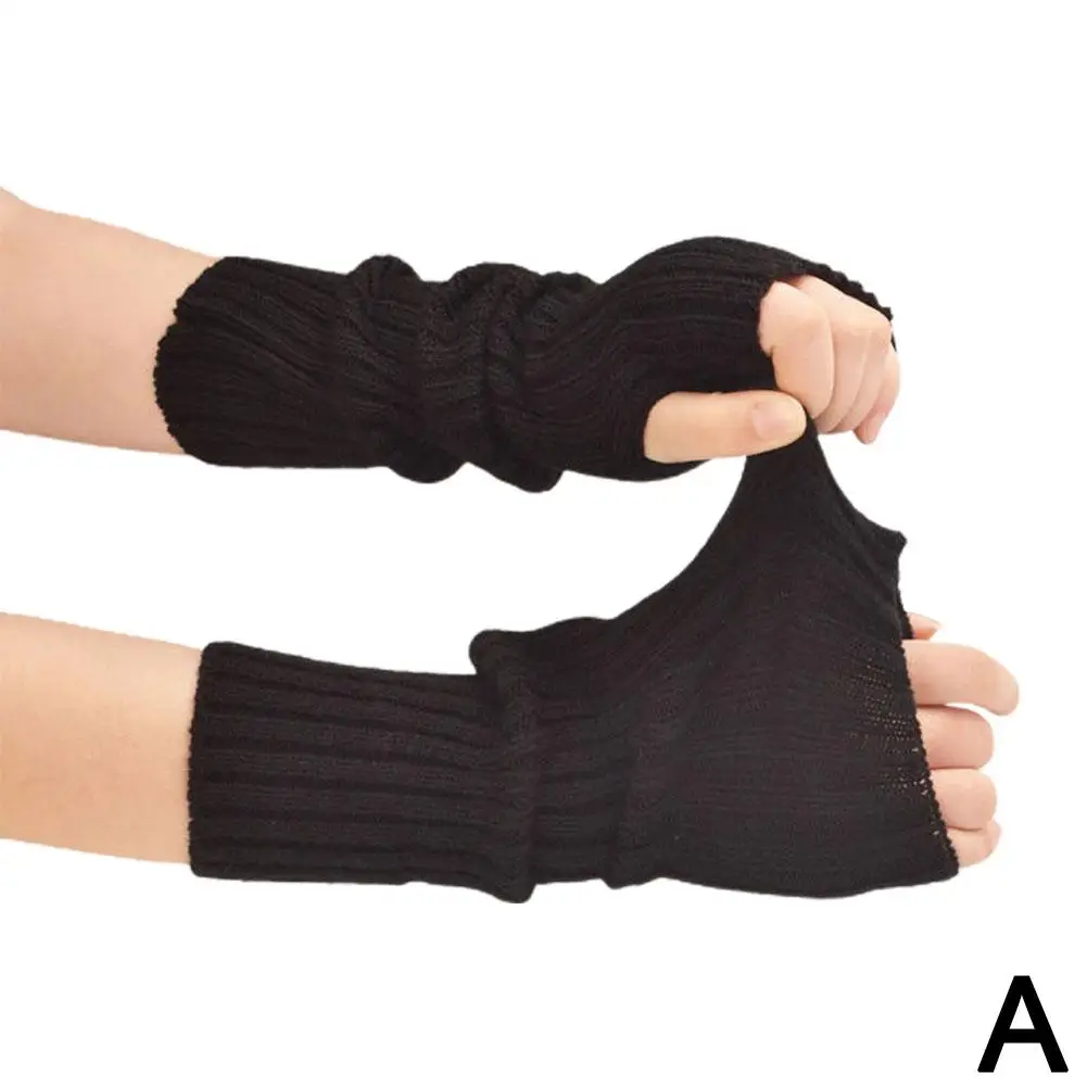 JK Lolita Cosplay Girls Fingerless Gloves Arm Warmers Hand Knitted Kawaii Goth Work White Punk Gothic Women Glove Y2k Glove P3Z9