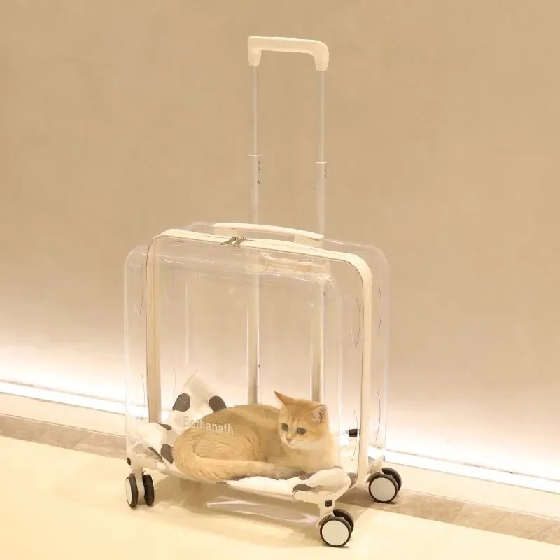 Pet Trolley Suitcase Carrier Transparent for Cats and Small Dogs Design Outdoor Pet Transport Travel Accessories Pet Products