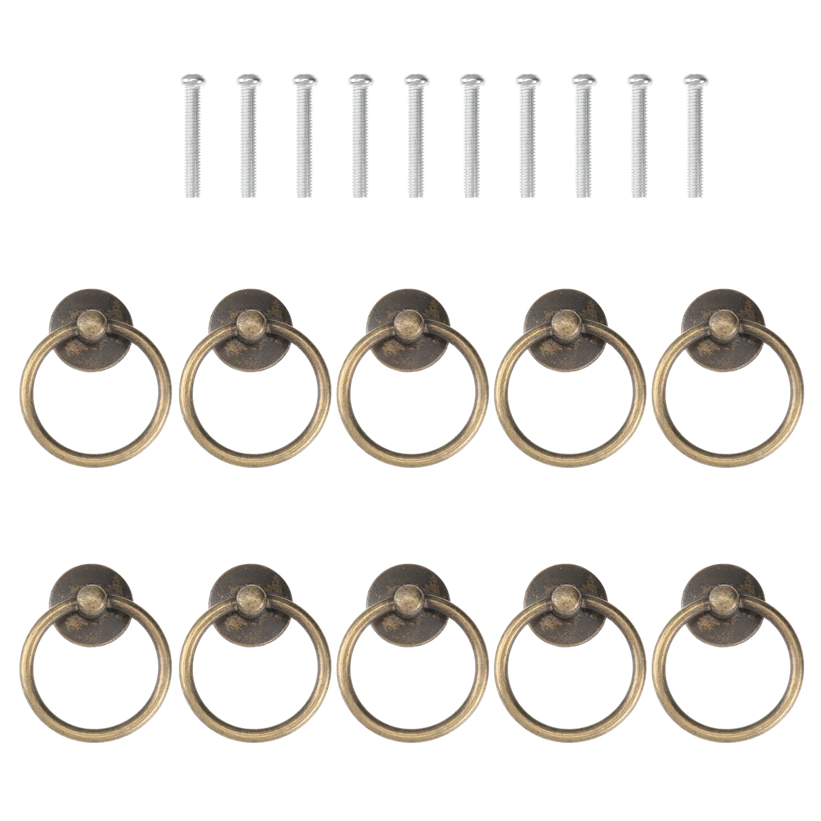 

12 Pcs Black Handle Ring Vintage Drawer Knobs Cabinet Furniture Handles Circular Pull Retro Design Durable Zinc Alloy