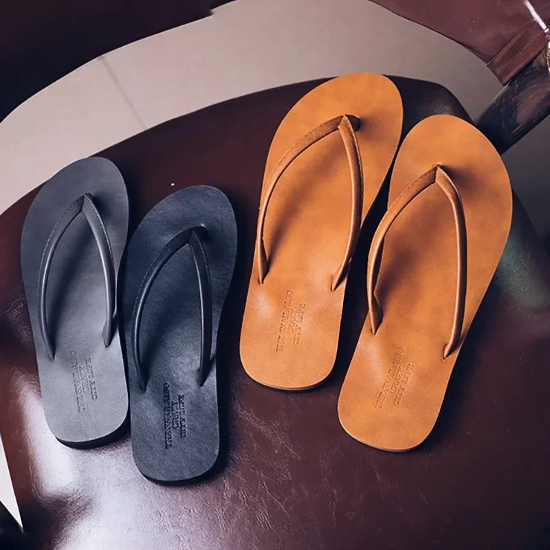 Summer Flip Flops Men Slippers Sandals Slipper for Men Indoor Shoes Summer Letter Grain Outdoor Light Casual Beach Shoes Men Y