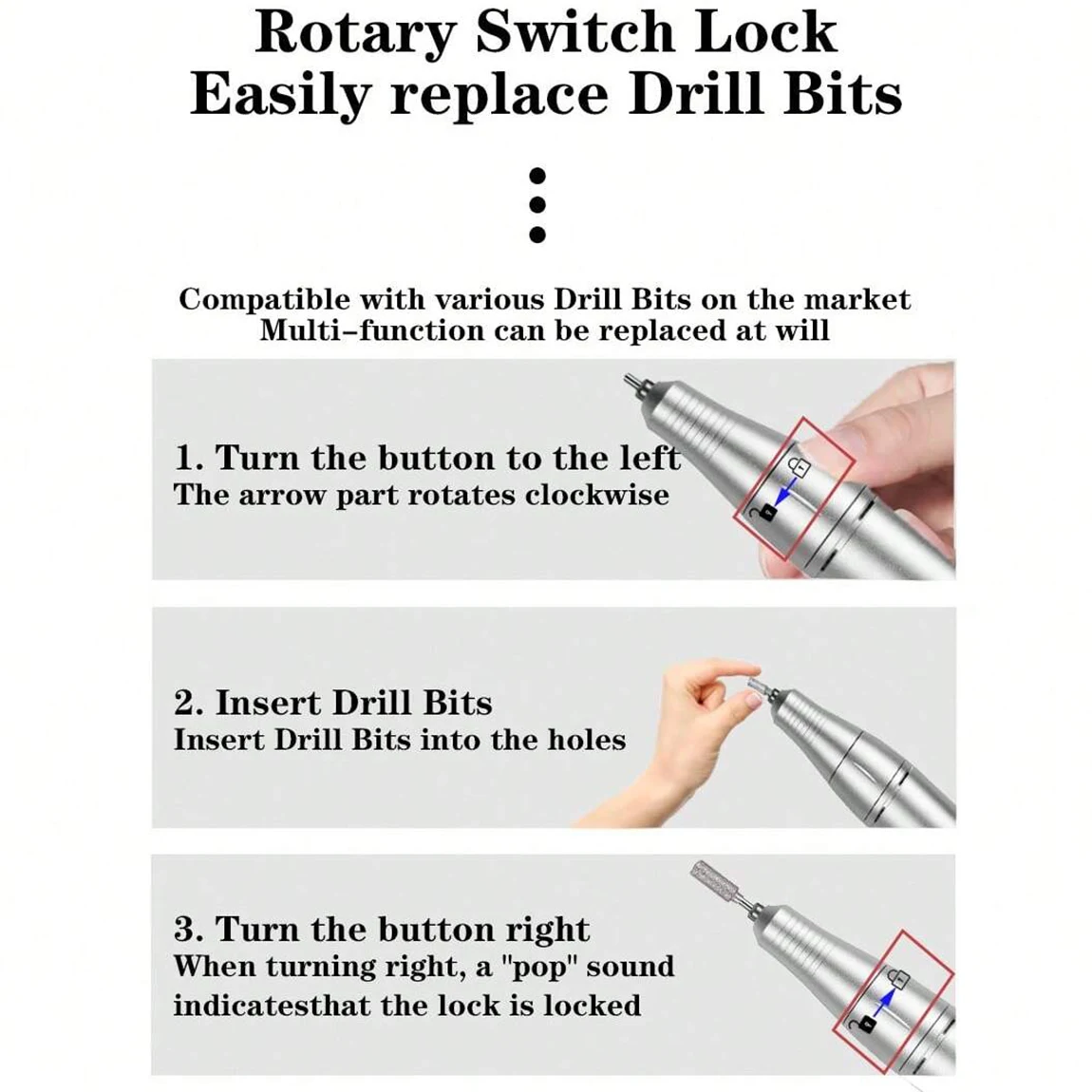 Tfscloin High Speed 45000Rpm Turn Rechargeable Electric Nail Polisher Power Storage Nail Polisher Portable Nail Polishing