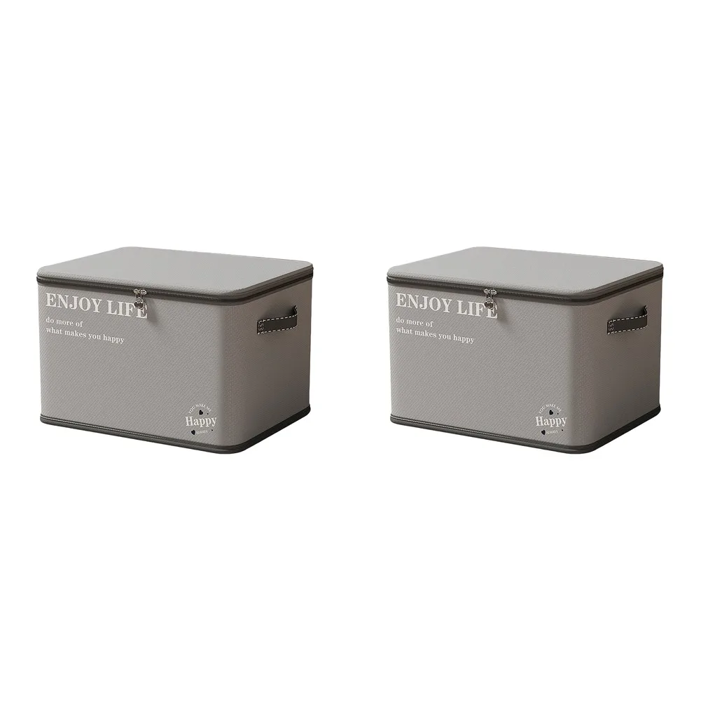 Non Woven Fabric Foldable Storage Box Set Gray for Clothes Blankets Toys 38x26x26cm 45x30x30cm 2pcs Home Organizer