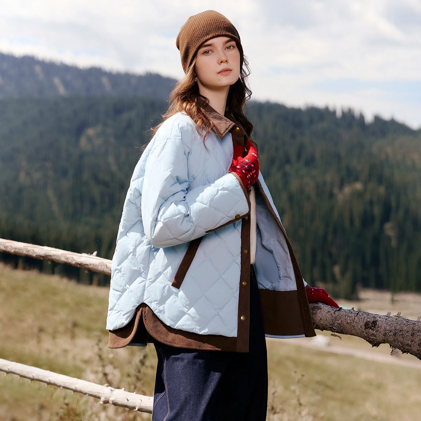 TOYOUTH Women Shirt Style Down Jacket 2026 Winter New Retro Corduroy Contrast Collar Light Warm Outerwear