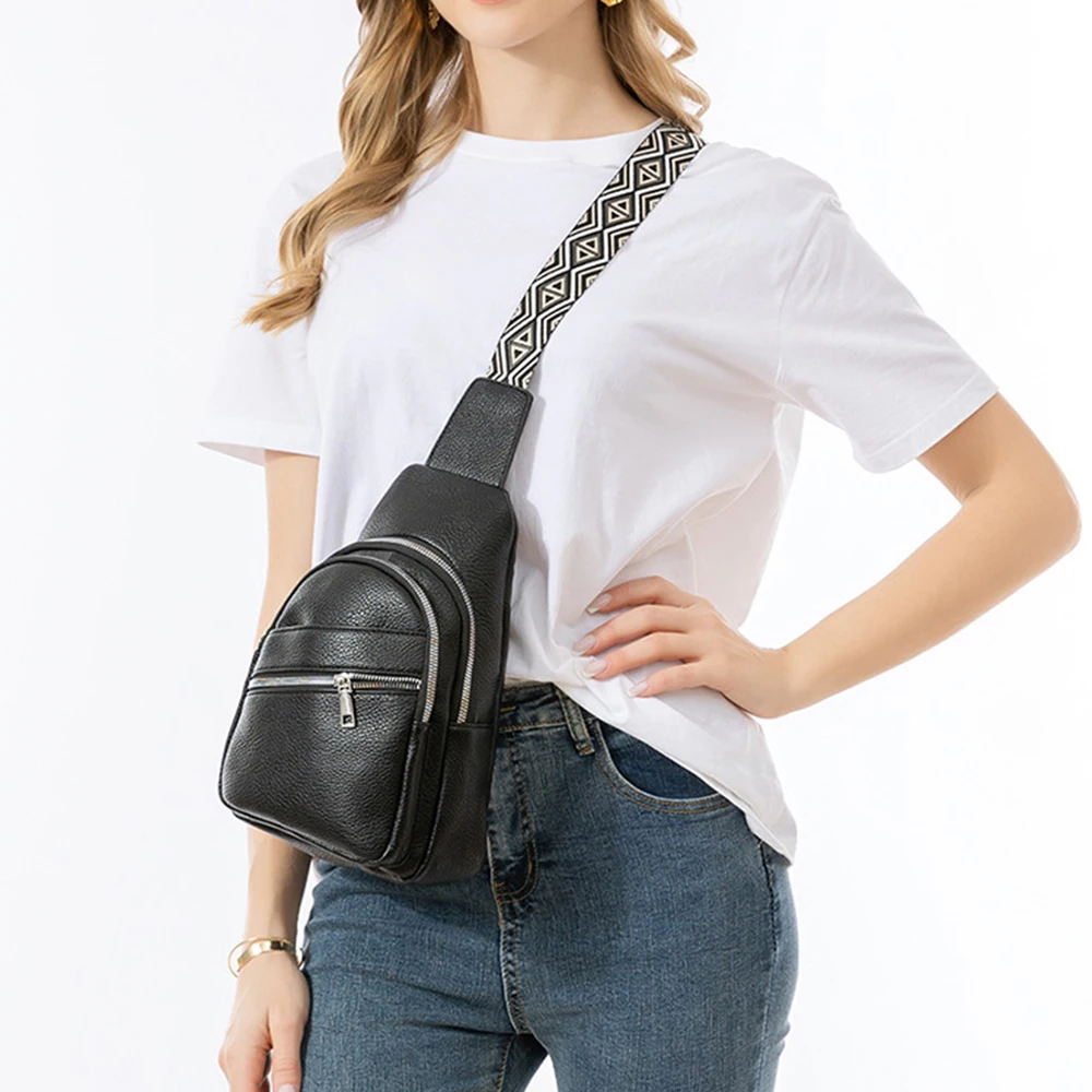 

PU leather large capacity shoulder bag women's leisure travel multifunctional chest bag crossbody bag women versatile backpack