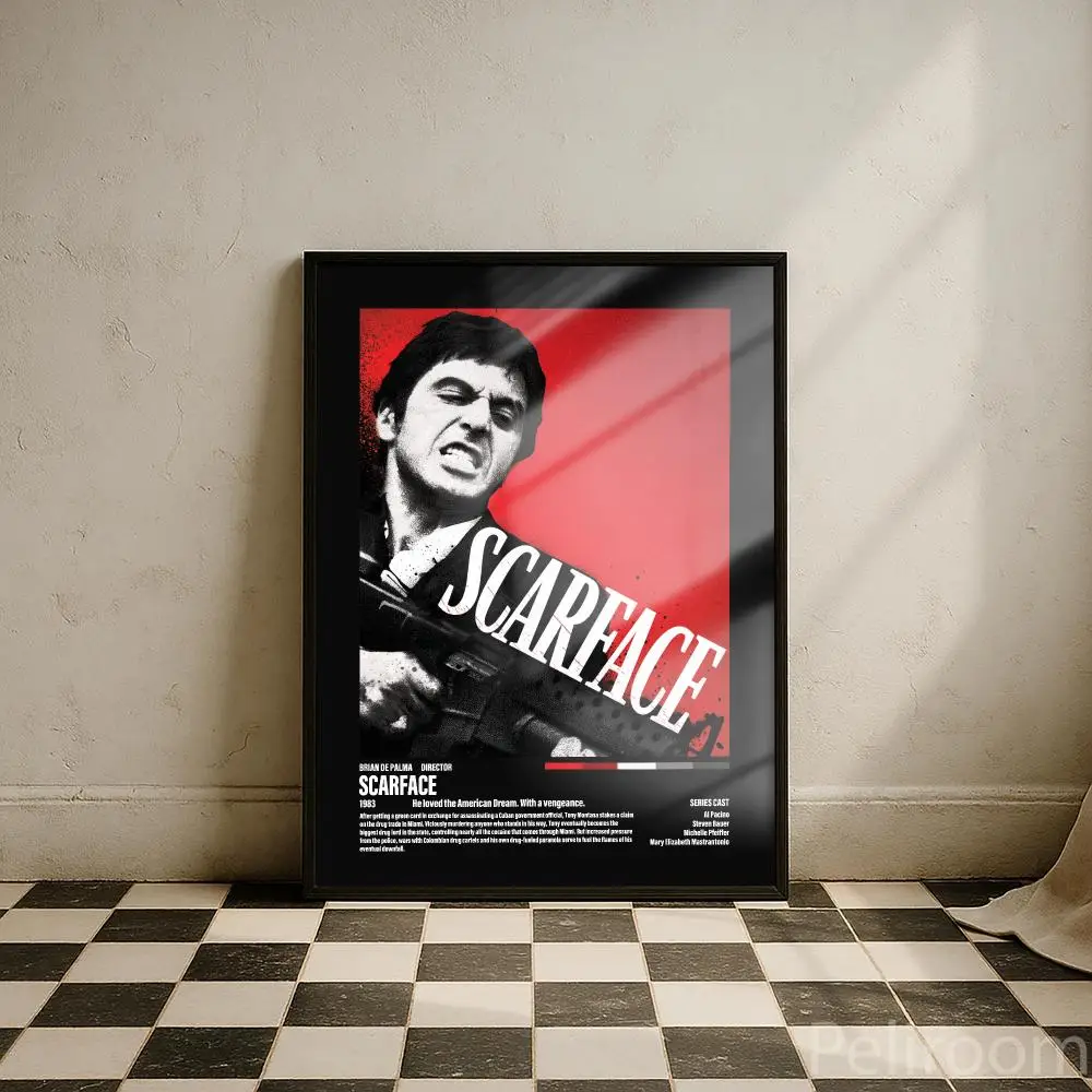 Poster Peelable Self-Adhesive Stickers, Frameless Wall Art Decals for Bedroom Living Room Home Decor Scarface 1983 Al Pacino