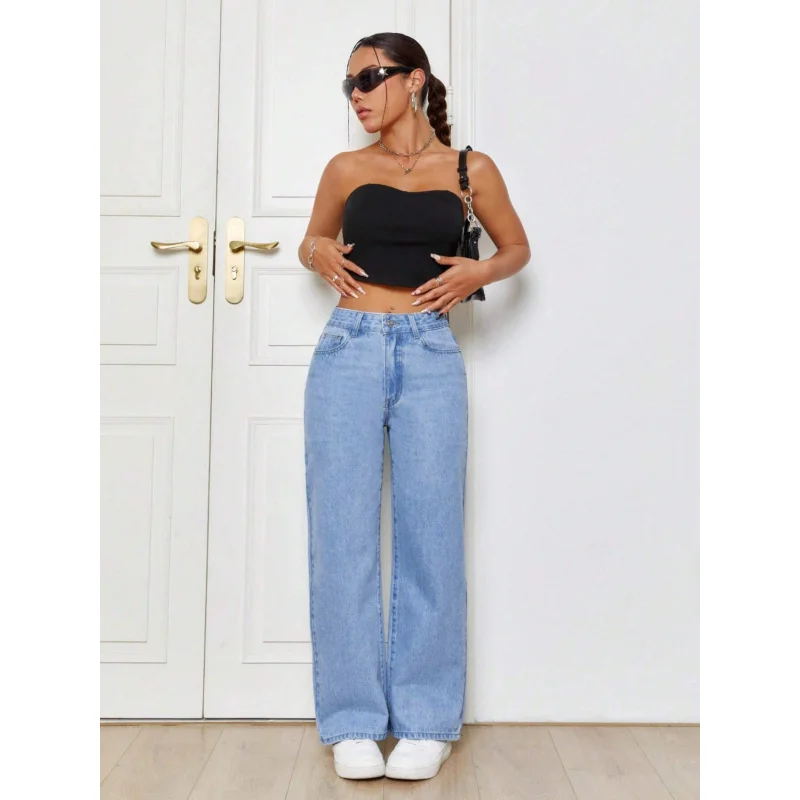 

Hot-selling European and American Style for Foreign TradeinsHigh Waist Slimming Versatile Straight Loose Floor-Length Wide-Leg P