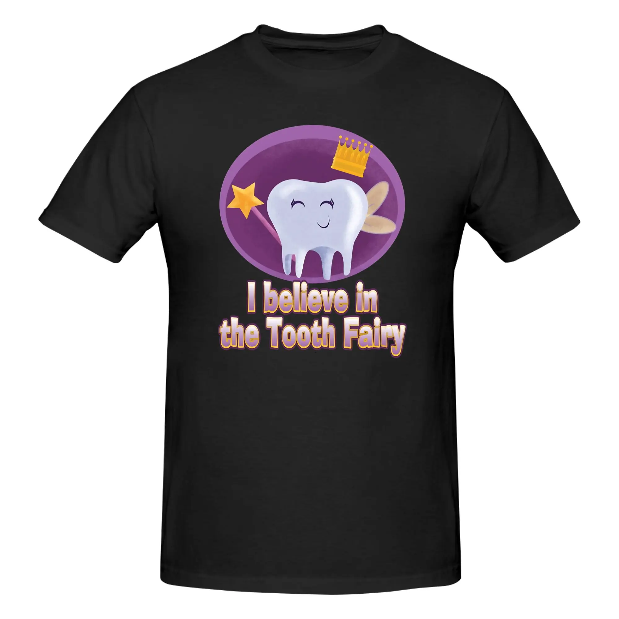 1 Piece Believe Fairy Funny 100% Cotton T-Shirt Tooth Fairy Tops Tees For Men
