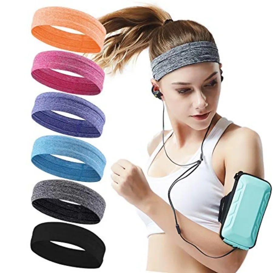 

6Pack Sweat Bands Headbands for Women Workout, Women's Fashion Non Slip Headband, Moisture Wicking Sweatband for Sports Running