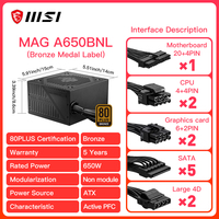 ‌MSI MAG A650BNL 650W 80PLUS Bronze PSU | Active PFC, DC-DC Design, Low Noise Fan