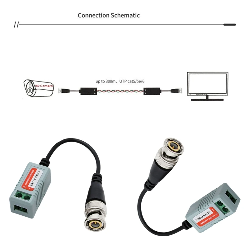  CCTV Video Balun Transceiver for Twisted Pair Surveillances Run CCTV Adapter