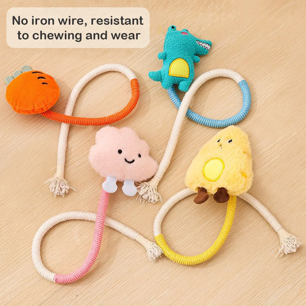 Silent Cotton Rope Cat Toys Interactive Chew Toy for Night Play Teeth Grinding Molar Stick Cute Shape with Silvervine Fruit