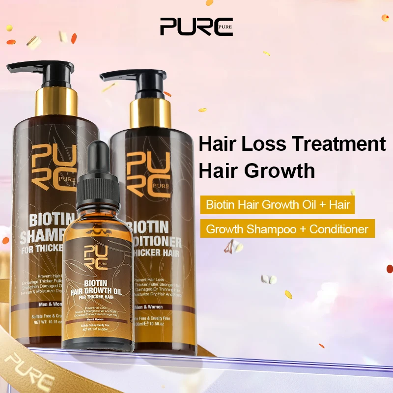 

Biotin Hair Growth Oil Shampoo Conditioner Set for Anti Hair Loss Fast Regrowth Thicken Scalp Treatment Hair Care Beauty Health